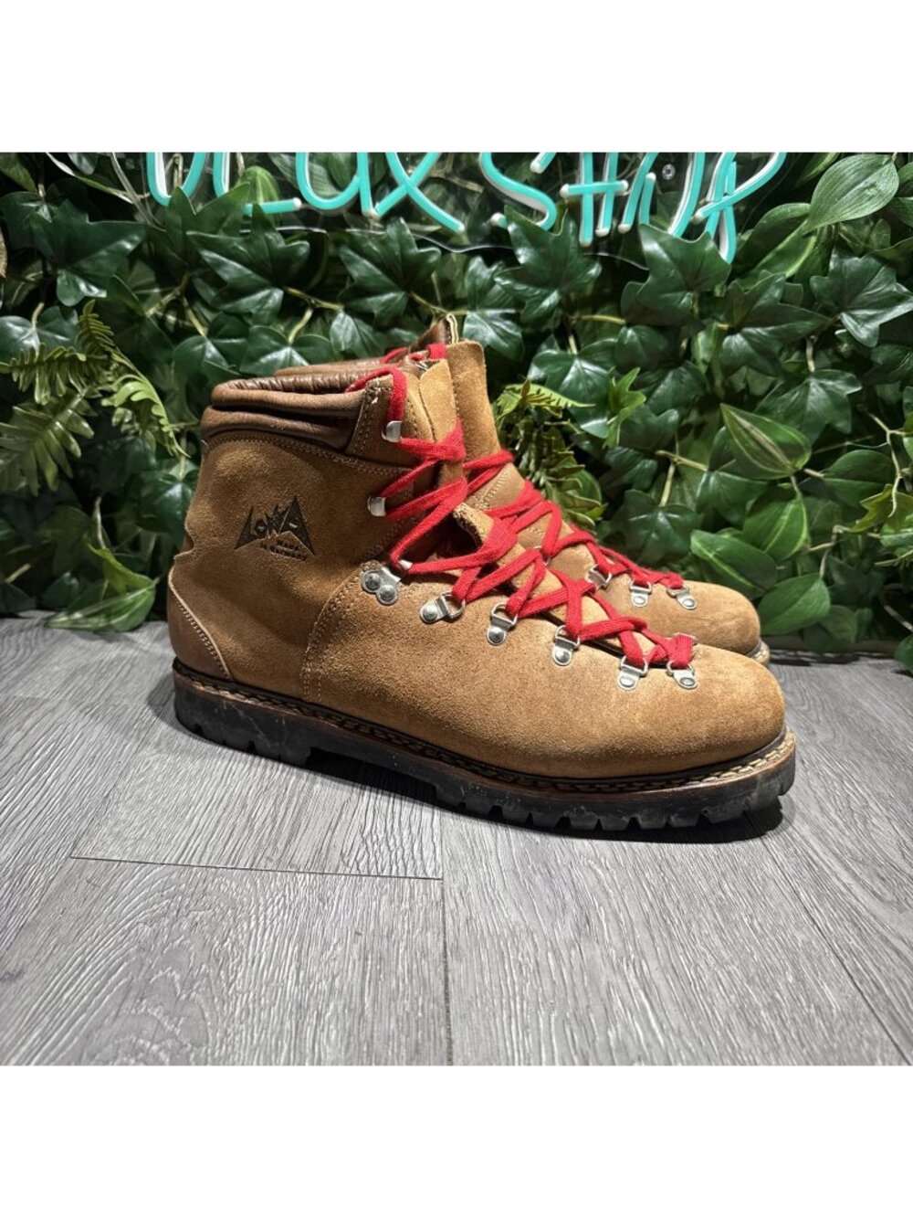 Vintage LOWA Men's Brown Suede Norwegian Welt Mountain Hiking Boots Sz 10 M